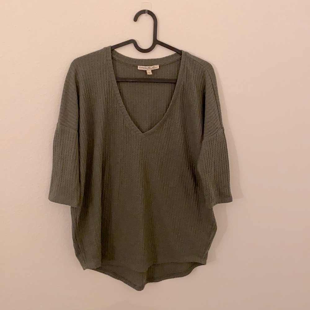Express olive v neck top